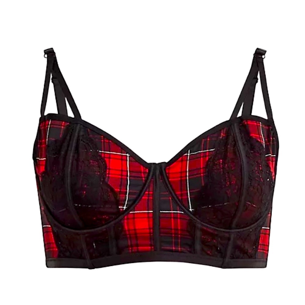 Torrid Sexy Red Plaid Lace Bralette! Sizes 2X-4X! NWT!